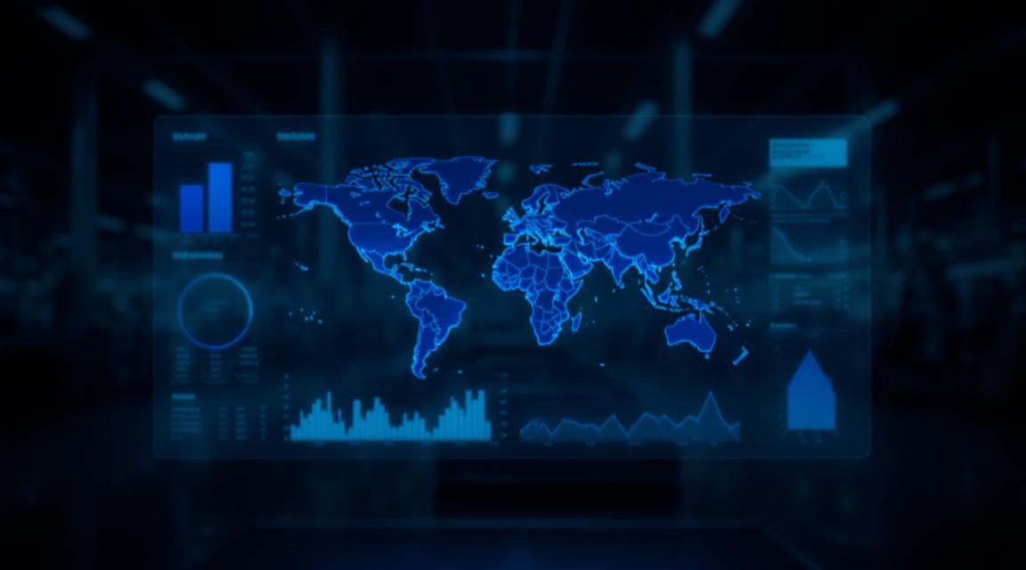 Data visualization of global textile market trends and algorithmic trading dashboard
