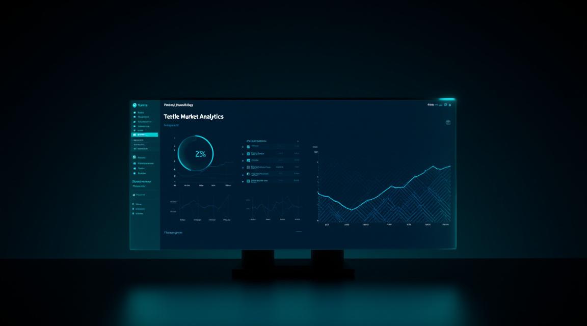 AI-driven textile market analysis dashboard showing predictive trends and fabric supply chain metrics